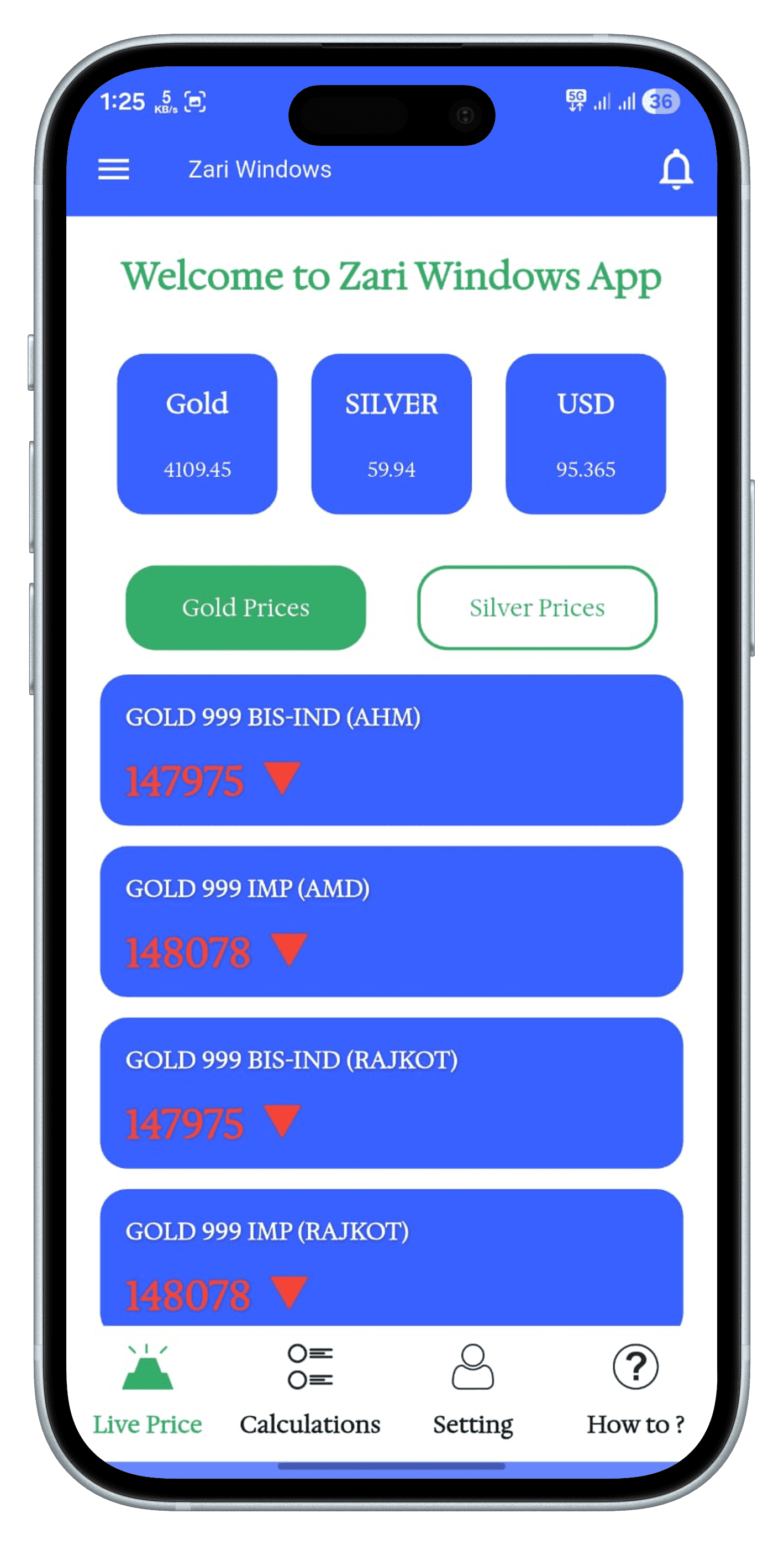 Zari Windows — 01 — Live Bullion Rates