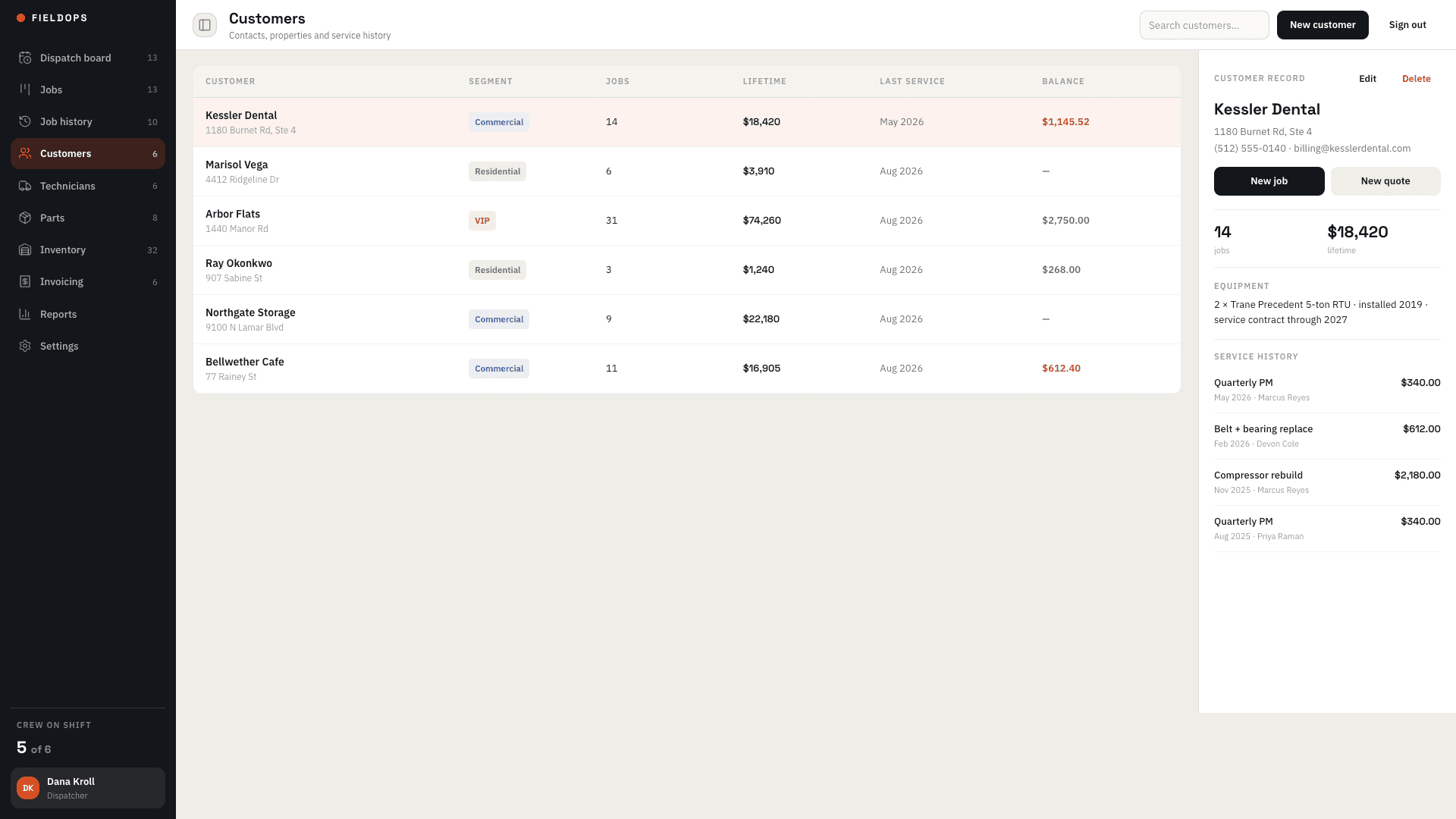 FieldOps — 03 — Customers & Job History