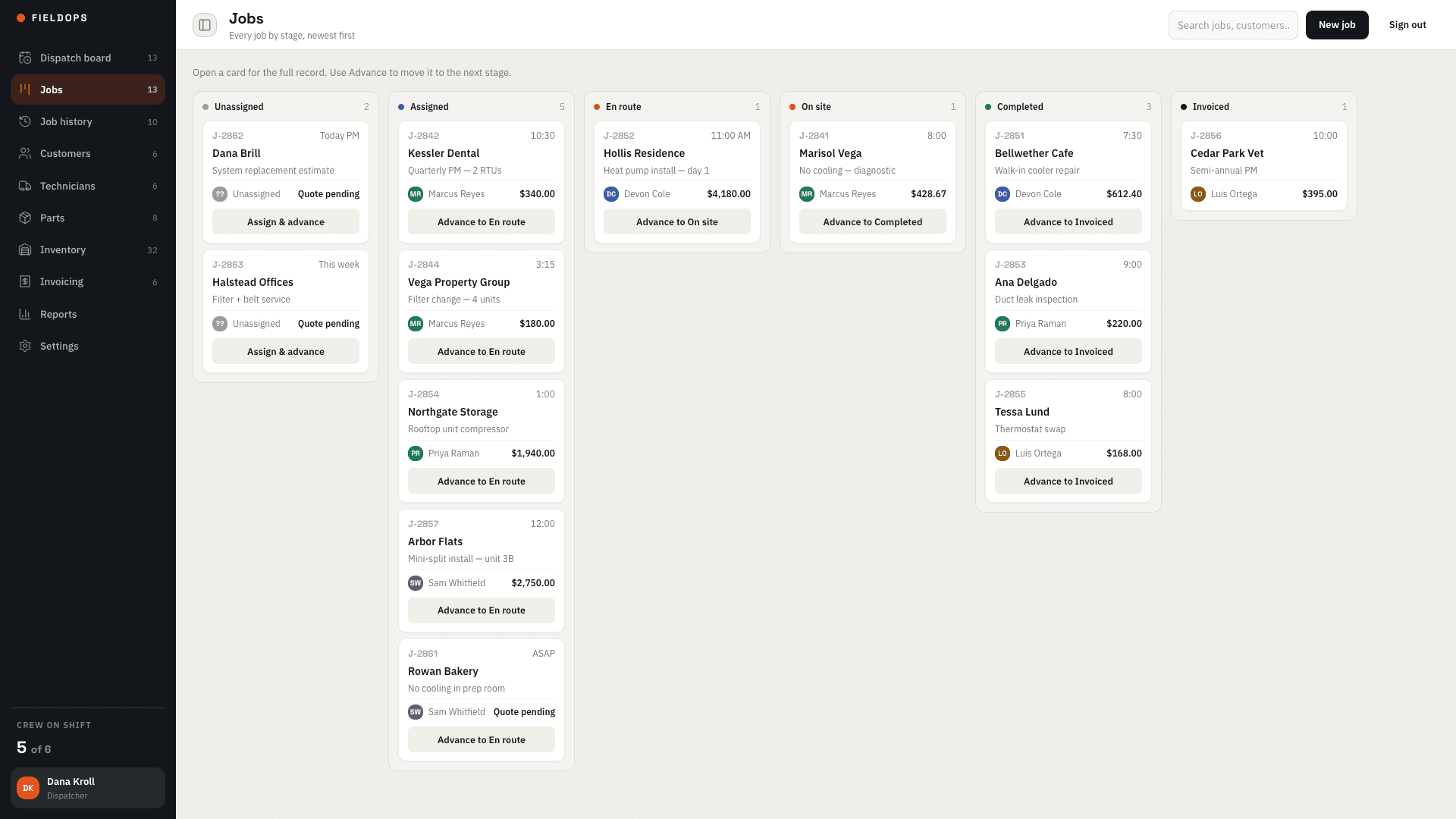 FieldOps — 02 — Scheduling & Dispatch