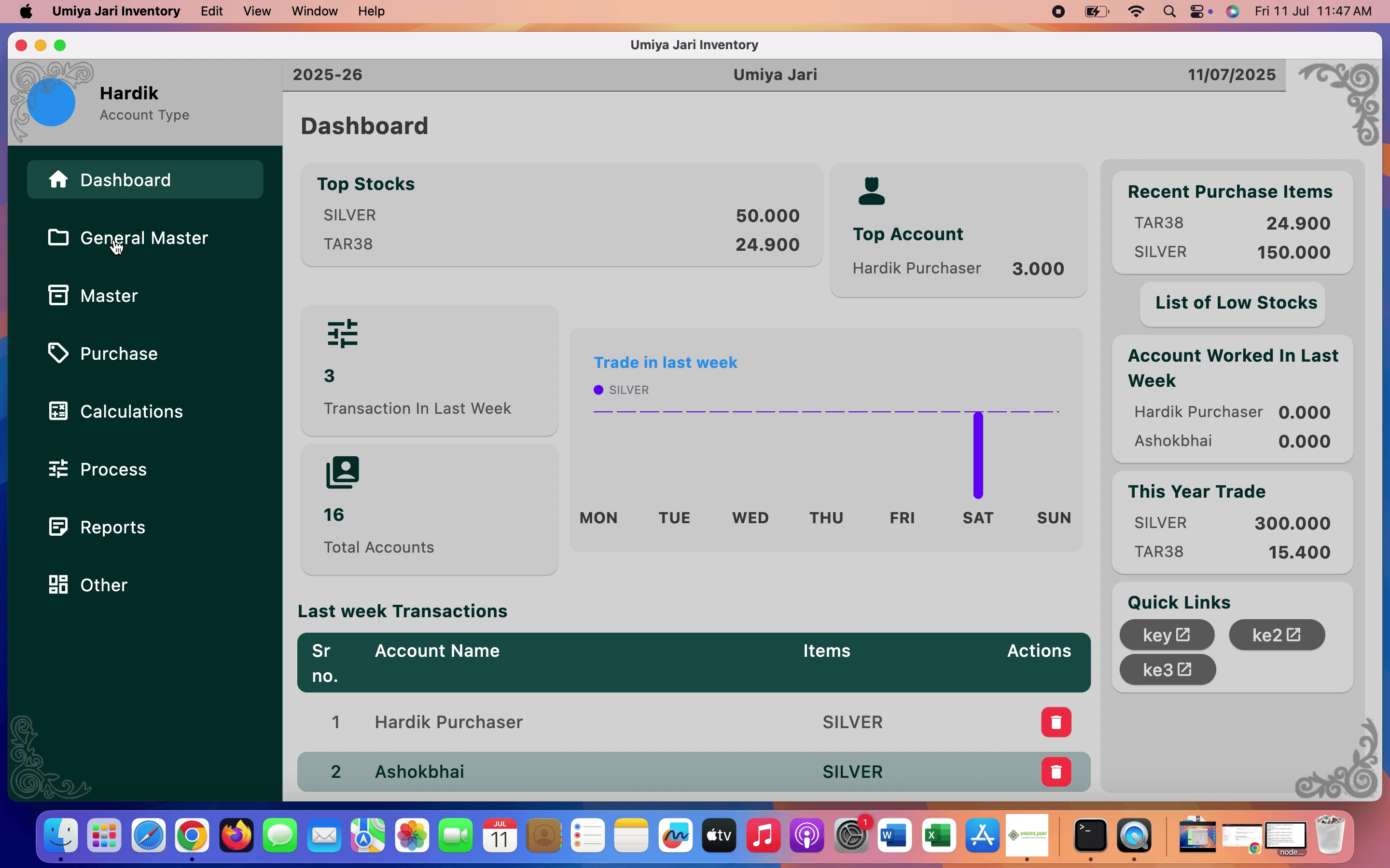 Umiya Jari Inventory System — Transaction Workflows
