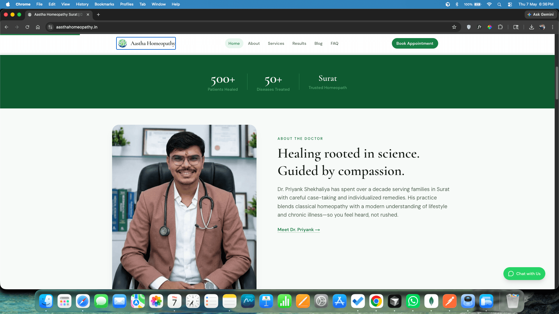 Aastha Homeopathy Clinic — Instant Email Confirmation