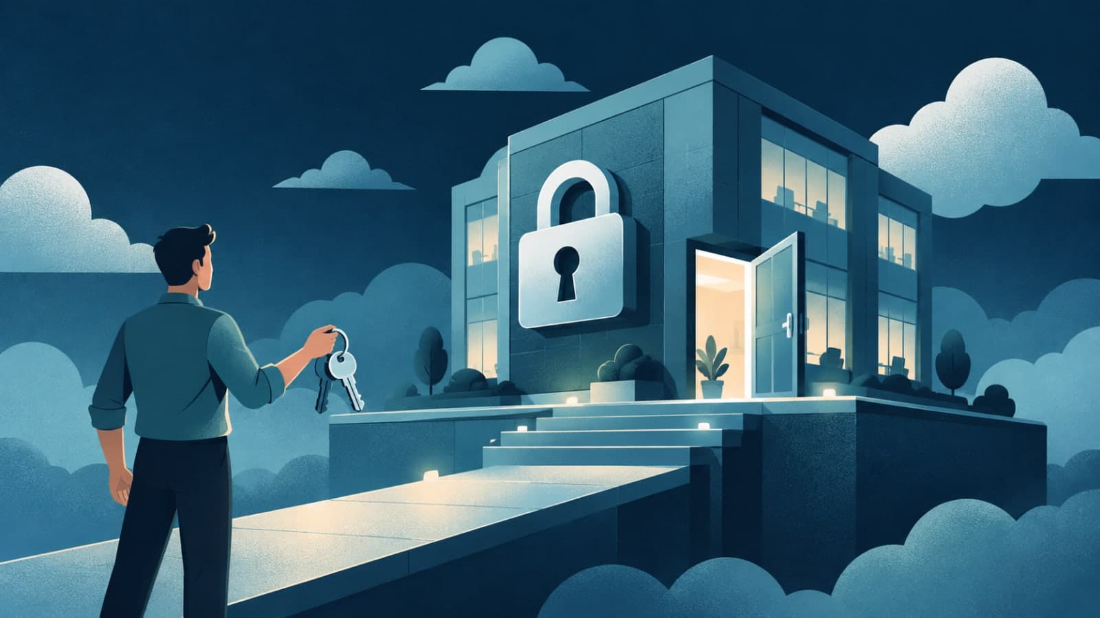 Founder holding the keys to their own software platform, representing avoiding vendor lock-in